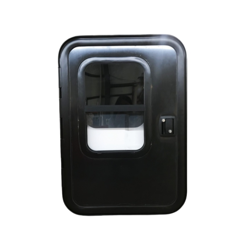 Maygood Radius Corner Caravan RV Door with Screen Door Black Color 620*900mm