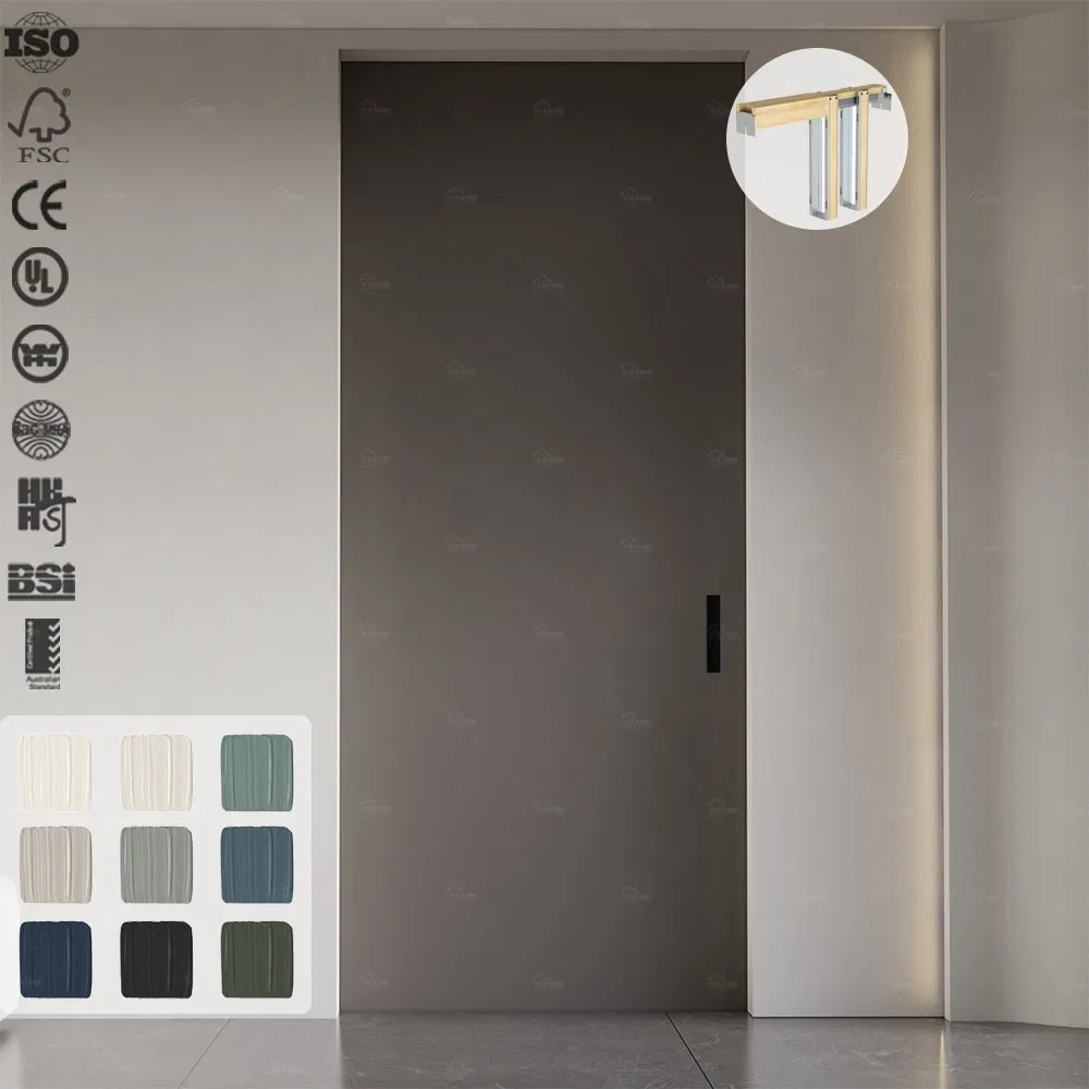 USA Approved Custom Apartment Contemporary Pocket Doors Sound Insulation Wooden Pocket Doors Interior Black Pocket Door