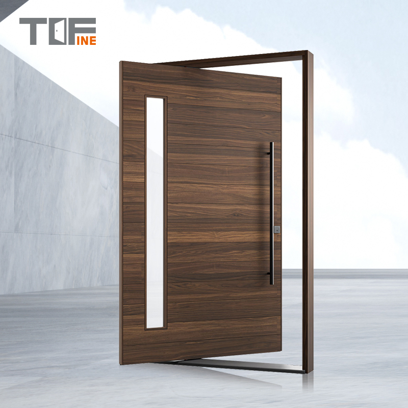 Cheap Slimline 180 Degree 60 Inch Large Black French Aluminium Exterior Metal Glass Security Front Entry Pivot Door with Frame