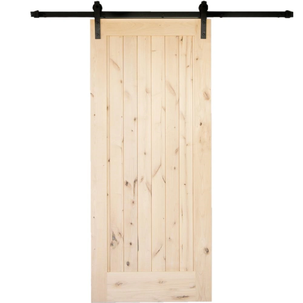 DIY Unfinished Interior Solid Pine Wood Sliding Barn Door with Hardware