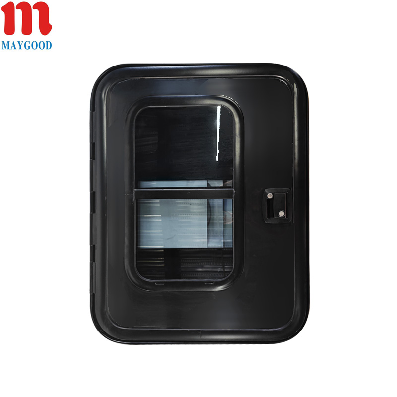 Maygood Radius Corner Caravan RV Door with Screen Door Black Color 620*900mm