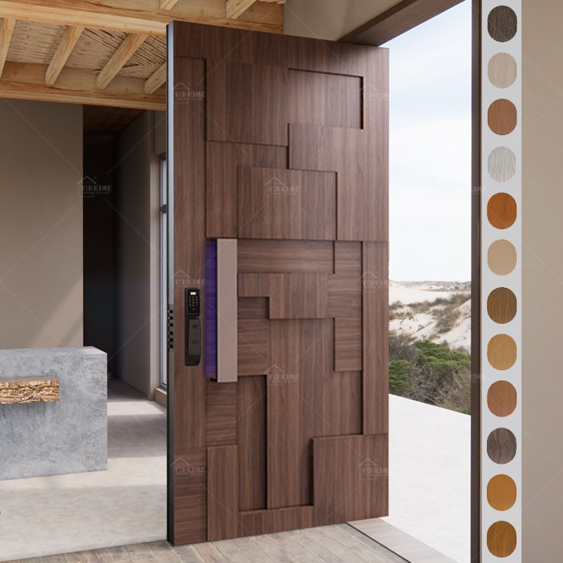 Guangdong Yohome Custom Modern House Entrance for Villa Main Wood Door Security Pivot Front Doors Exterior Wooden Doors