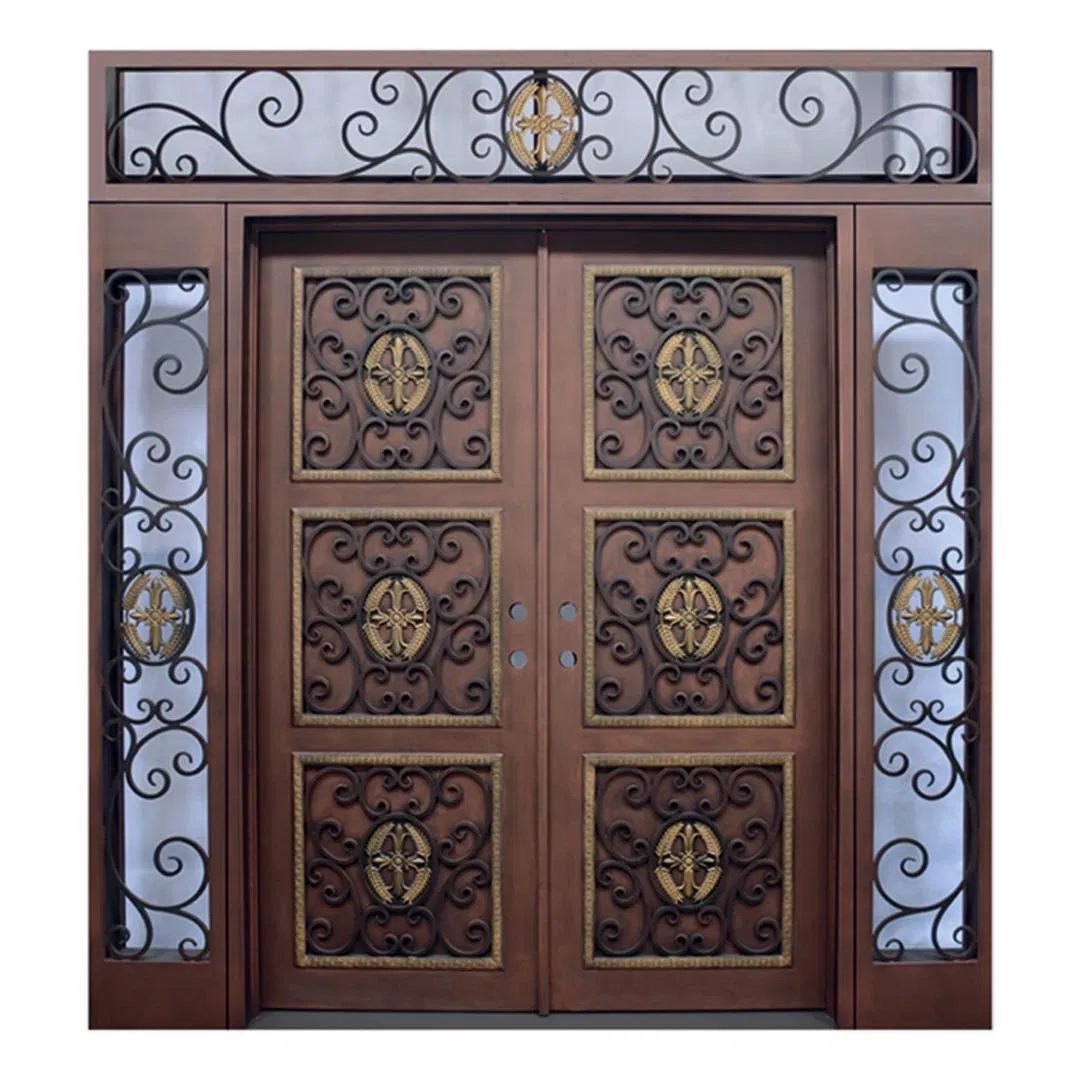 Used Storm Hurricane Proof Impact Glass Made in China Glass Doors Exterior Wrought Iron Door