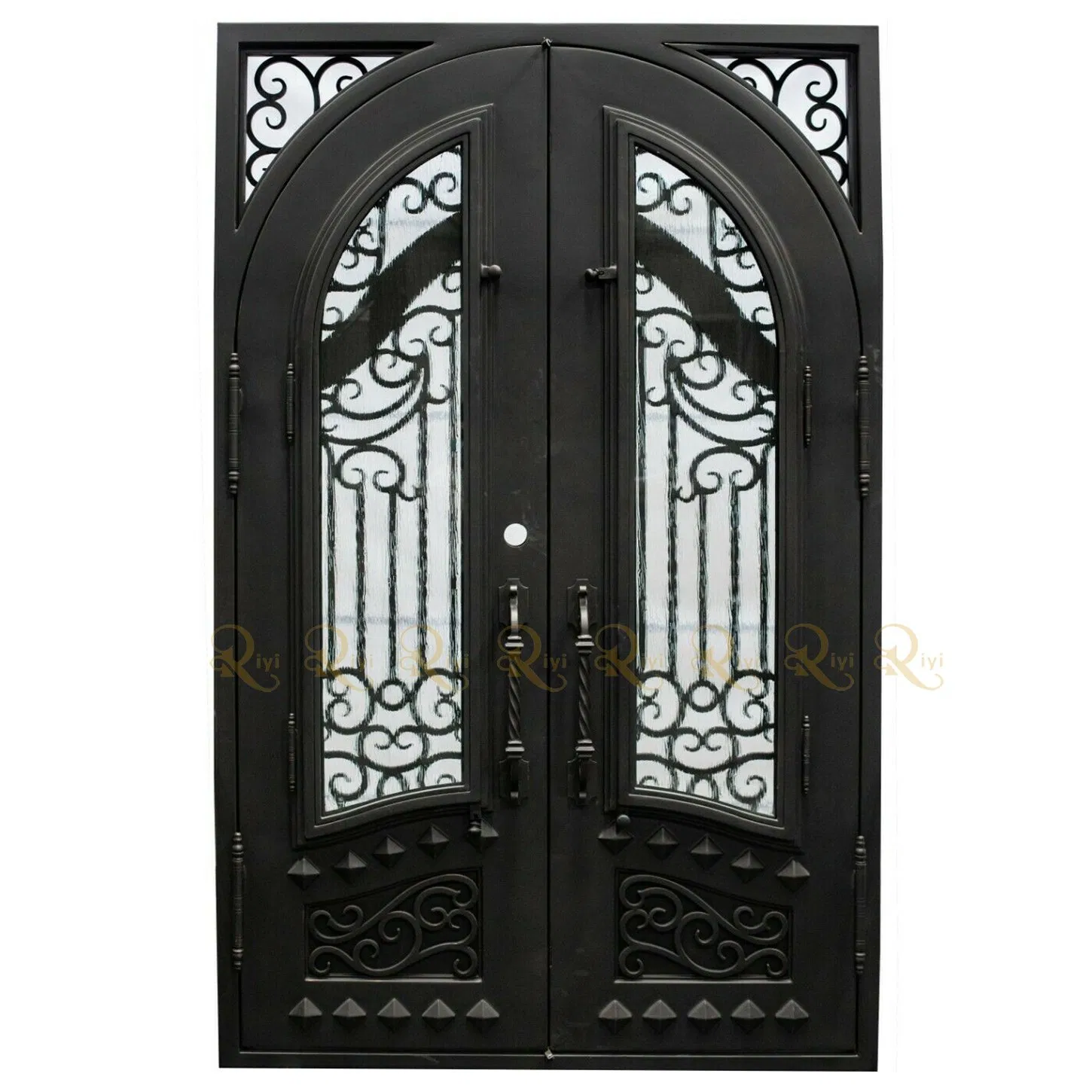 Used Storm Hurricane Proof Impact Glass Made in China Glass Doors Exterior Wrought Iron Door