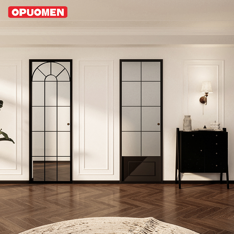 French Aluminium Glass Single Bathroom Doors Toilet Aluminum Framed Casement Doors