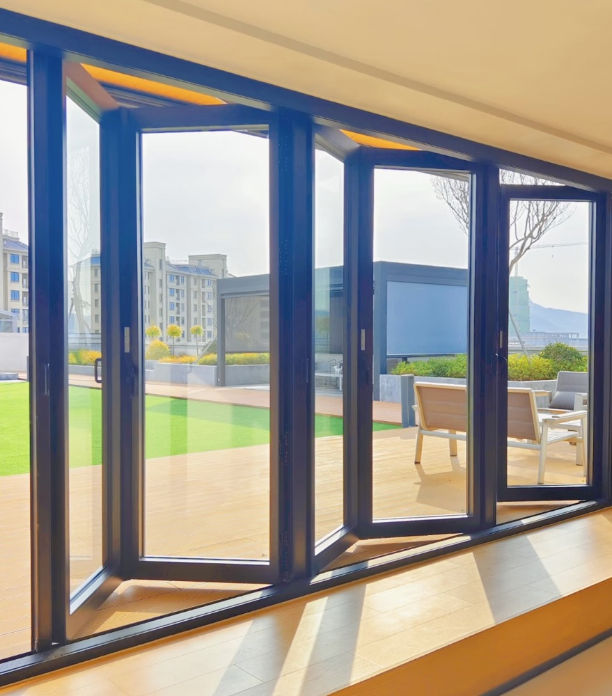 Villa Waterproof Bifold Exterior Aluminum Accordion Door Double Glazed Glass Patio Door