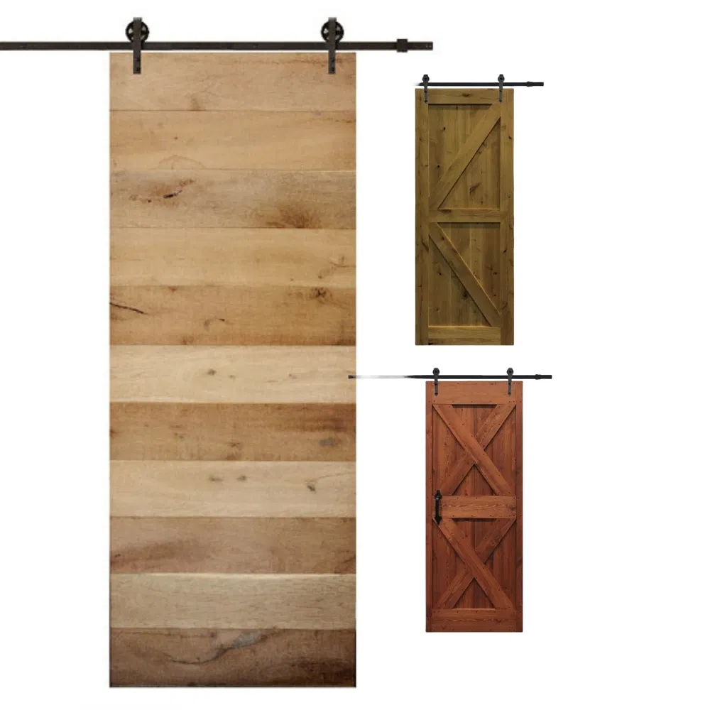 DIY Rustic Style Modern Design Solid Wood Sliding Barn Door with Hardware