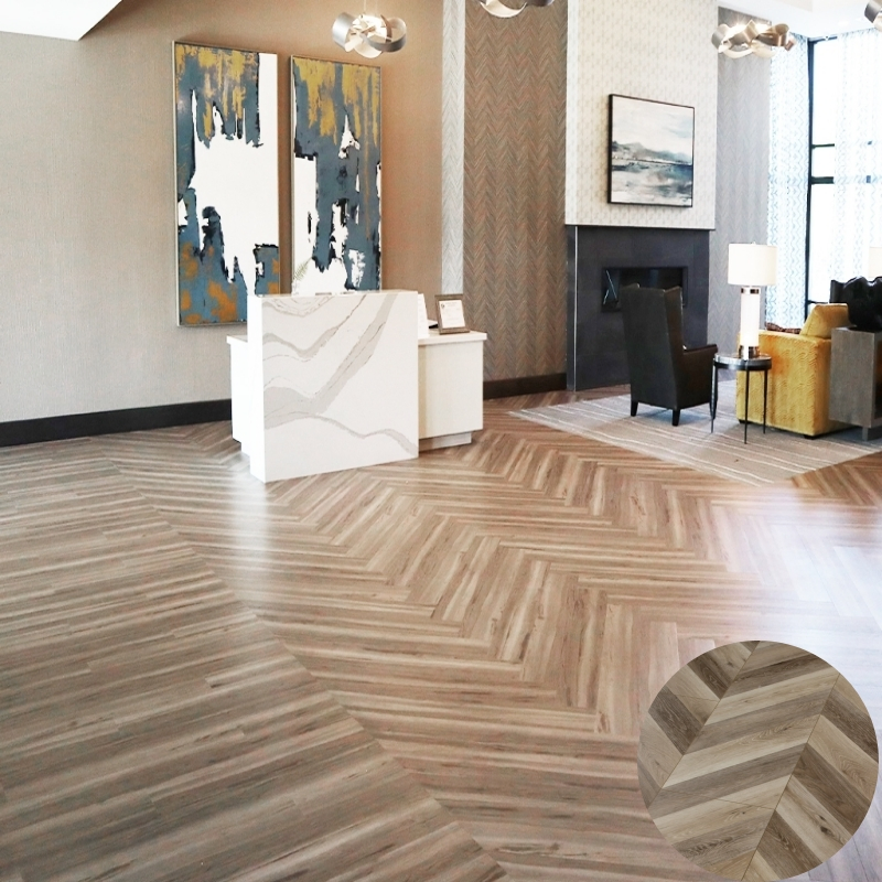 Eco-Friendly Herringbone Luxury Vinyl Tile Wood Lvp Flooring Lvt Plank for Modern Home Office