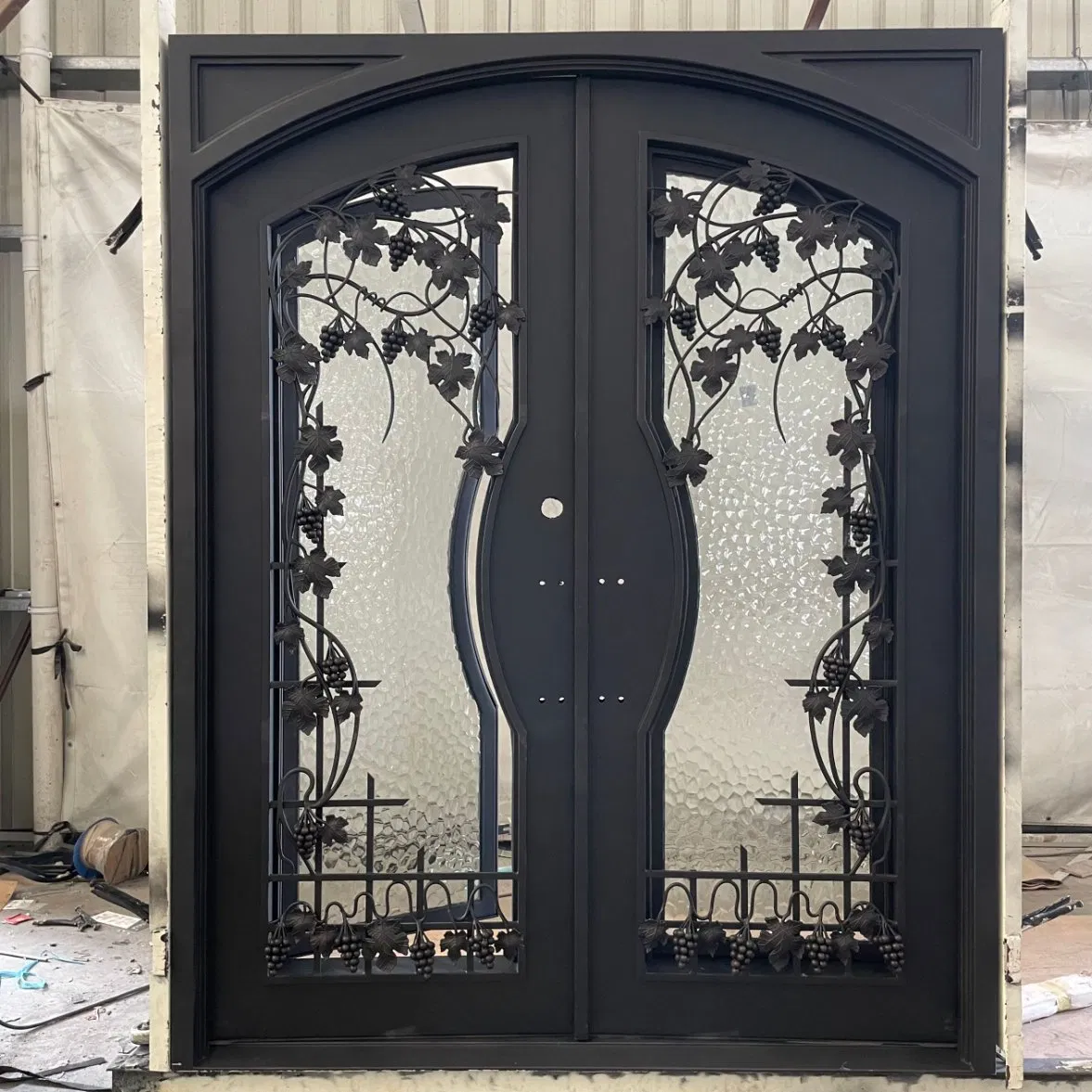 Security Entry Doors Custom French Wrought Iron Storm Front Door