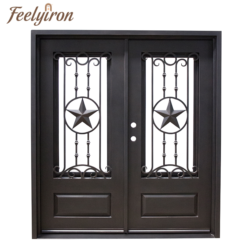 Security Entry Doors Custom French Wrought Iron Storm Front Door