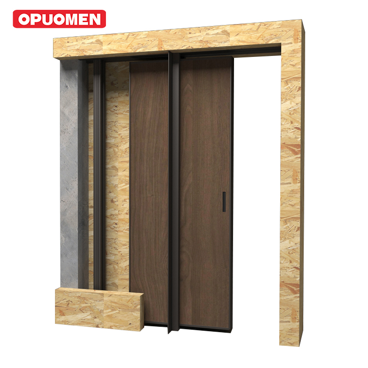 Interior Sliding Wooden Pocket Door Slim Frame Frameless Pocket Telescope Sliding Door