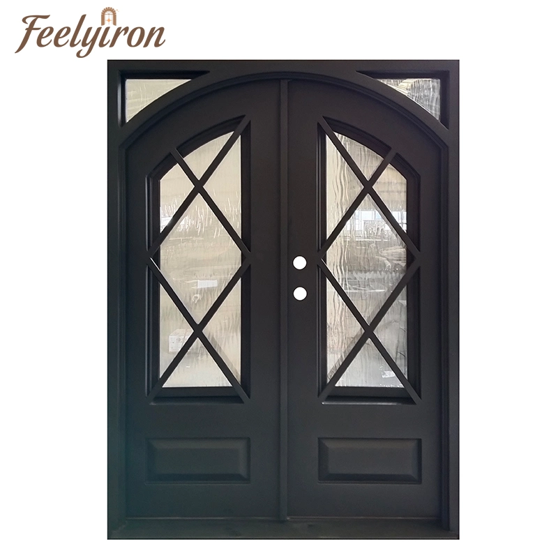 Security Entry Doors Custom French Wrought Iron Storm Front Door