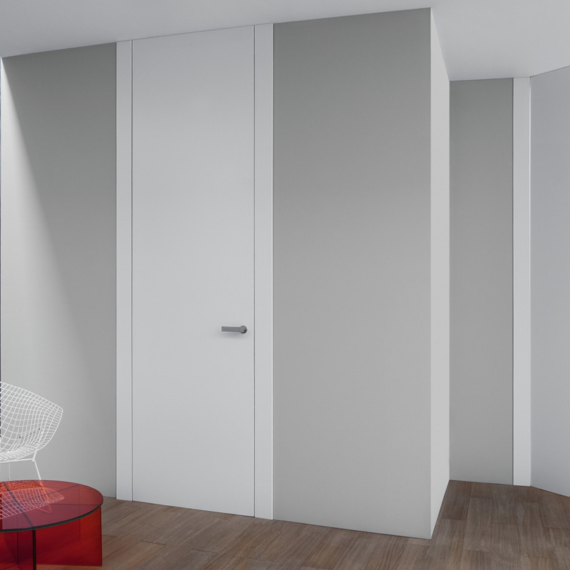 Foshan Custom Villa Fire Resistant Modern Interior Doors Home White Flat Concealed Design Hidden Nature Solid Wood Swing Pocket Entrance Door