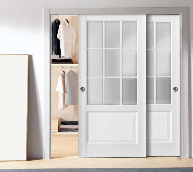 Customize Double Sliding Pocket Pivot Solid MDF HDF Barn Wood Door Interior Room Composite Wooden Door Sliding Hinge