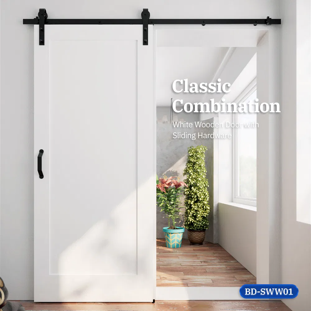 Factory Price 1-Panel Shaker Solid Core Primed Interior Door Sliding Barn Door