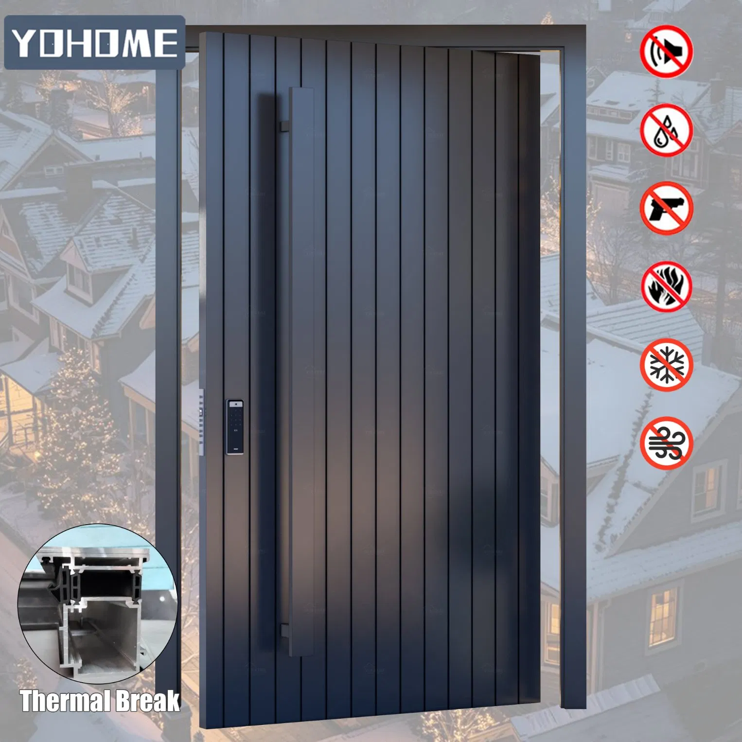 China Top Manufacturer Custom Exterior Entrance Door Security Aluminum Door Aluminum Pivot Door Modern Front Door for The House
