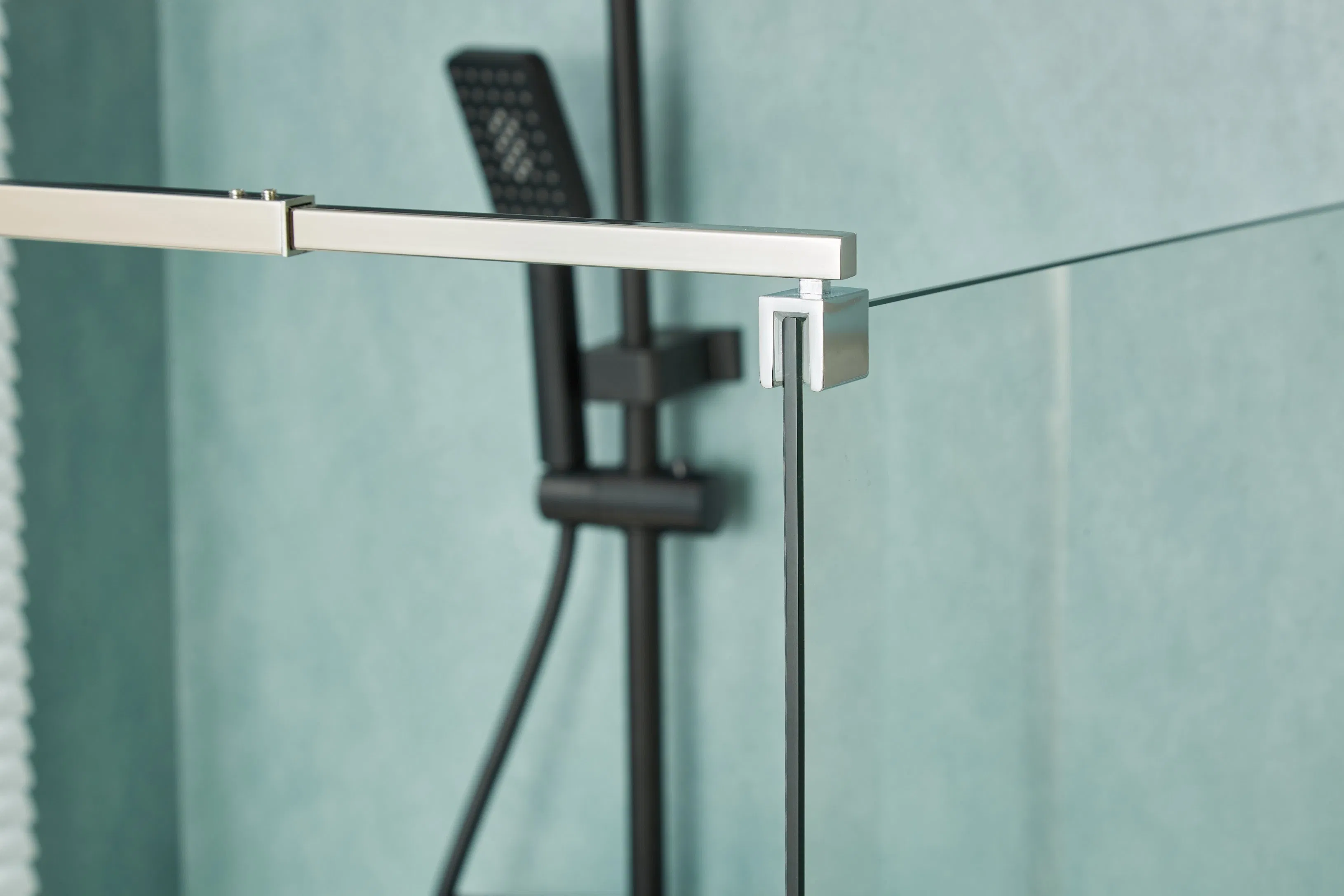 Frameless Clear Tempered Glass Black Profile Walk in Shower Screen Shower Door