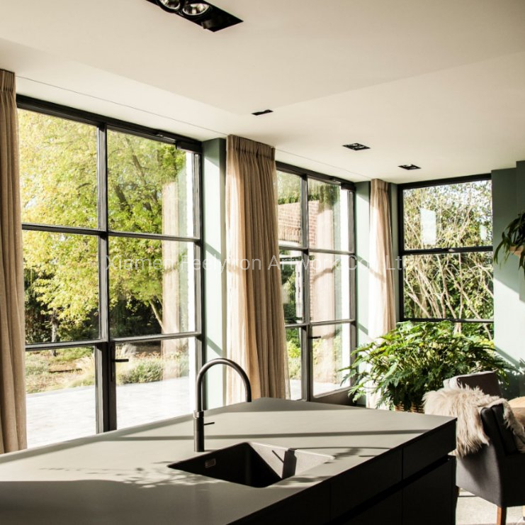 French Style Thermal Break Interior Exterior Wrought Iron Double Door