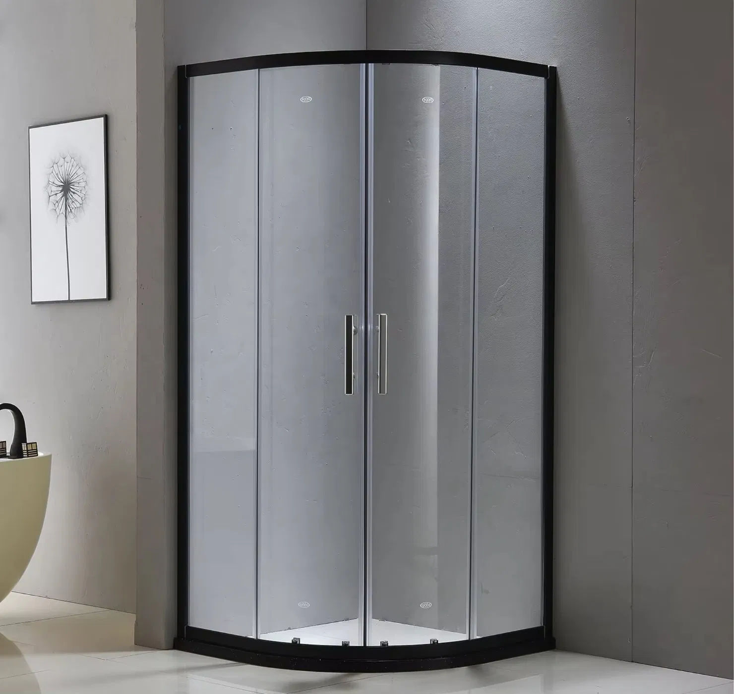 Popular Design Aluminum Frame Curved Corner Bathroom Screen Sliding Door Glass Shower Cabin