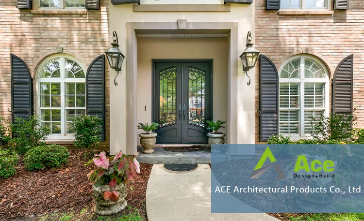 Wrought Iron Main Entrance Security Front Doors Grill Design