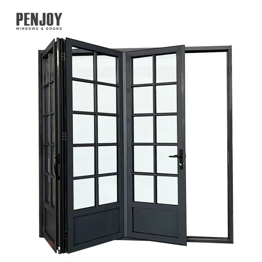 Penjoy Exterior Patio Balcony Doors Customized Aluminum Glass Bi-Folding According Sliding Door