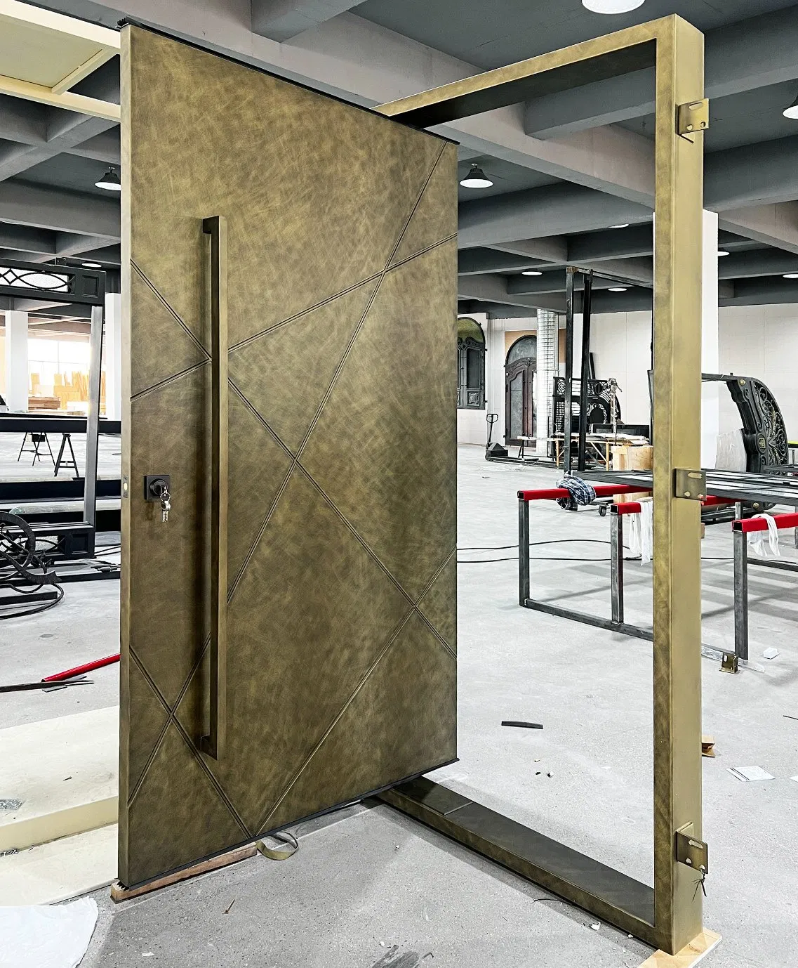 Villa Exterior Front Entrance Metal Steel Security Pivot Door