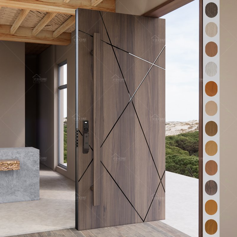 Guangdong Yohome Custom Modern House Entrance for Villa Main Wood Door Security Pivot Front Doors Exterior Wooden Doors