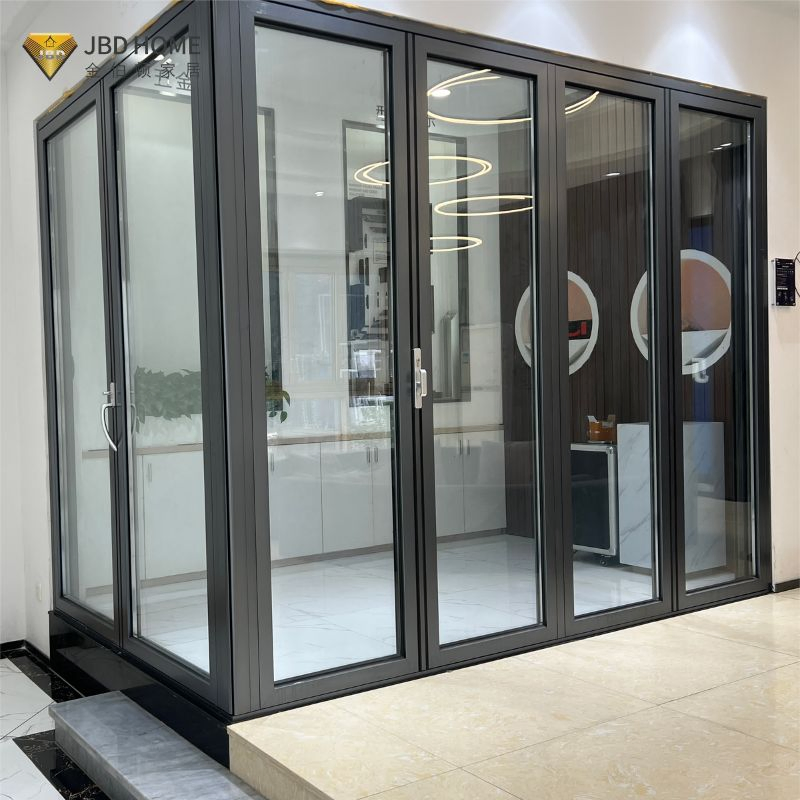 Buy Courtyard Slim Aluminium Profile Screen Glass Doors Lowes Glass Folding Sliding Aluminium Accordion Single Folding Doors