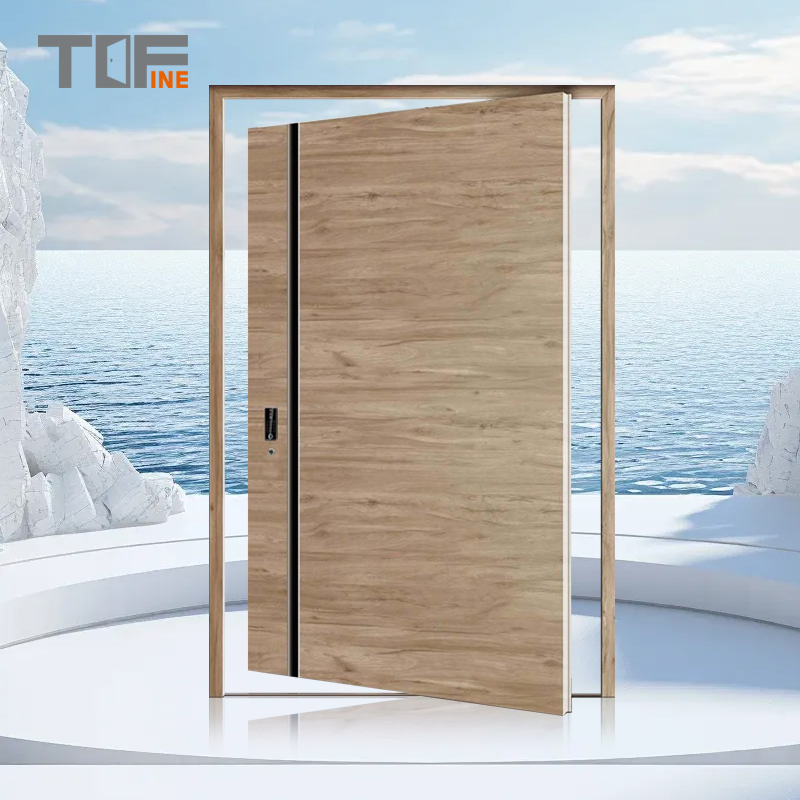 Cheap Slimline 180 Degree 60 Inch Large Black French Aluminium Exterior Metal Glass Security Front Entry Pivot Door with Frame