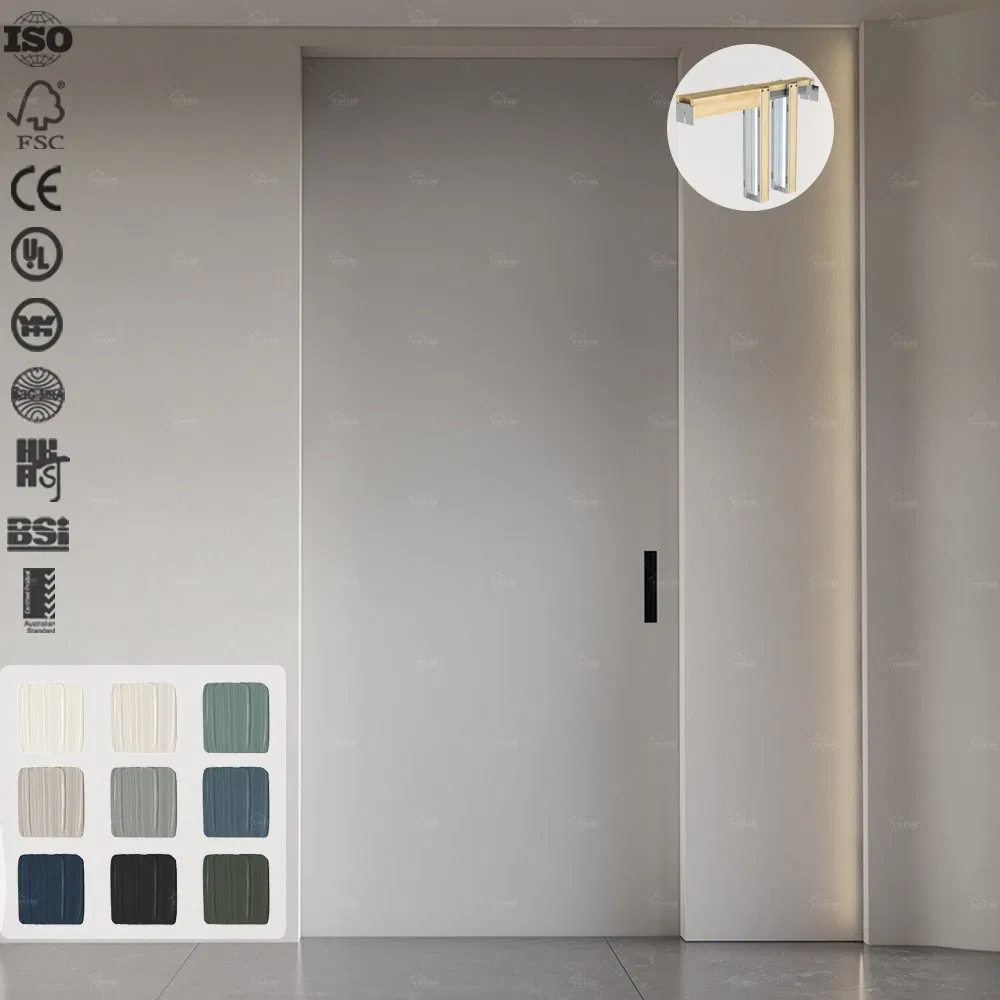 USA Approved Custom Apartment Contemporary Pocket Doors Sound Insulation Wooden Pocket Doors Interior Black Pocket Door