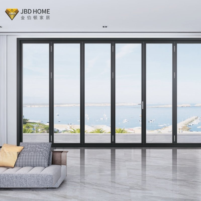 Buy Courtyard Slim Aluminium Profile Screen Glass Doors Lowes Glass Folding Sliding Aluminium Accordion Single Folding Doors