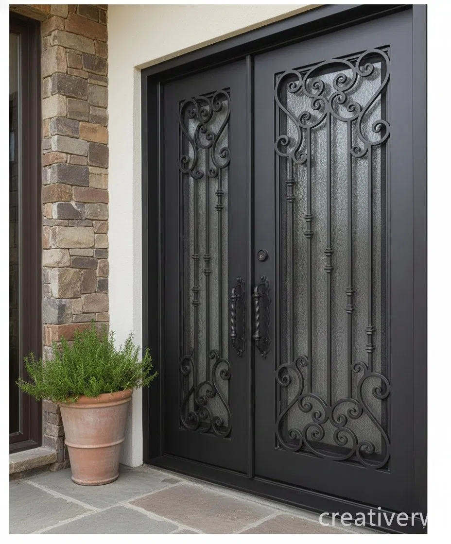 Impact Rated Wrought Iron Door for Storm Prone Residential Areas