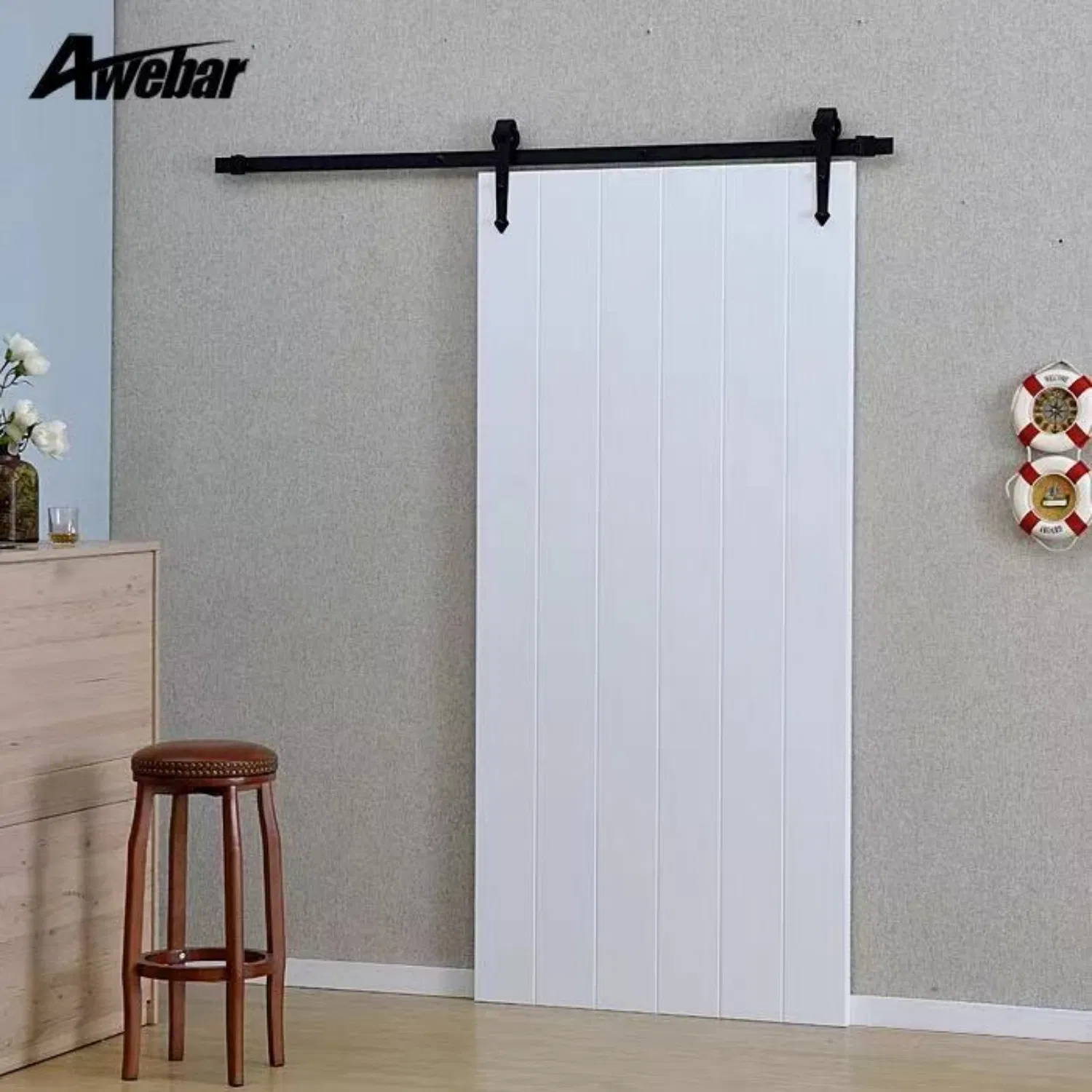 Durable Solid Wood Barn Door Set Home Office Bedroom Flush Door Supports Customized Eco Friendly Solid Wood Coated Door