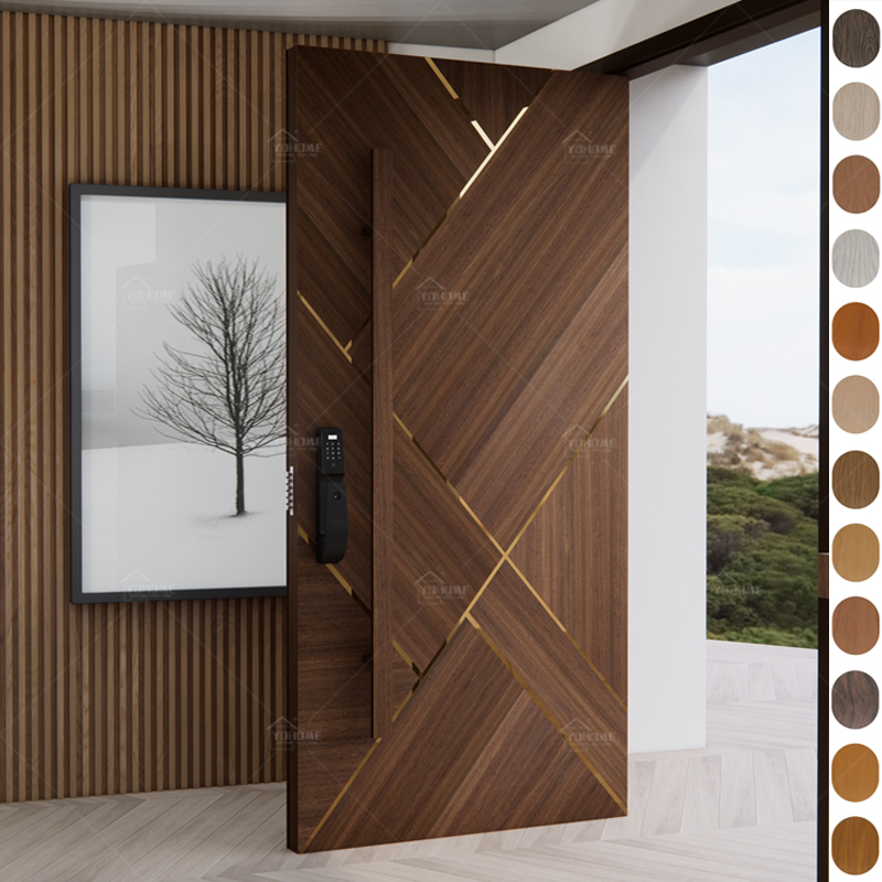 Guangdong Yohome Custom Modern House Entrance for Villa Main Wood Door Security Pivot Front Doors Exterior Wooden Doors
