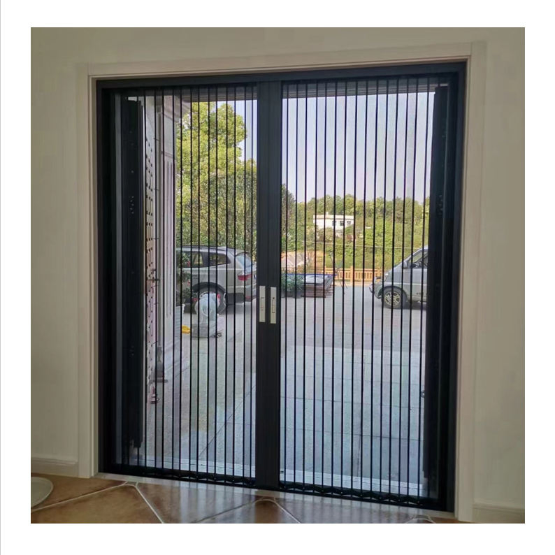 Low Rail Aircraft Wheel Folding Screen Door Diamond Mesh Sliding Sand Door Insect Animal Proofmetal Window Door Screen