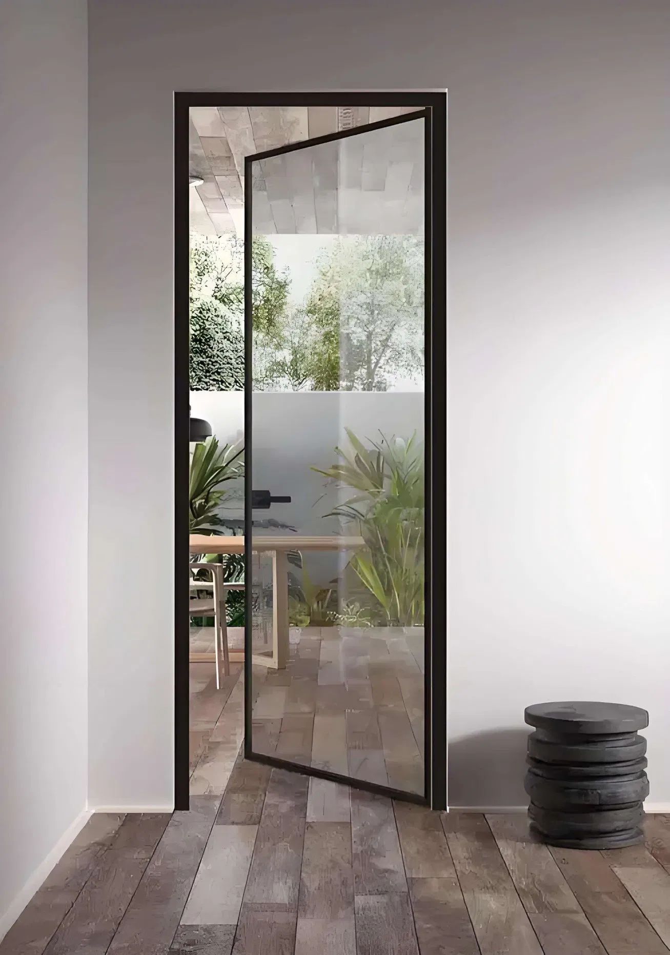 Aluminum Pocket Door Frosted Glass Slim Frame Space Saving for Aluminum Washroom Doors