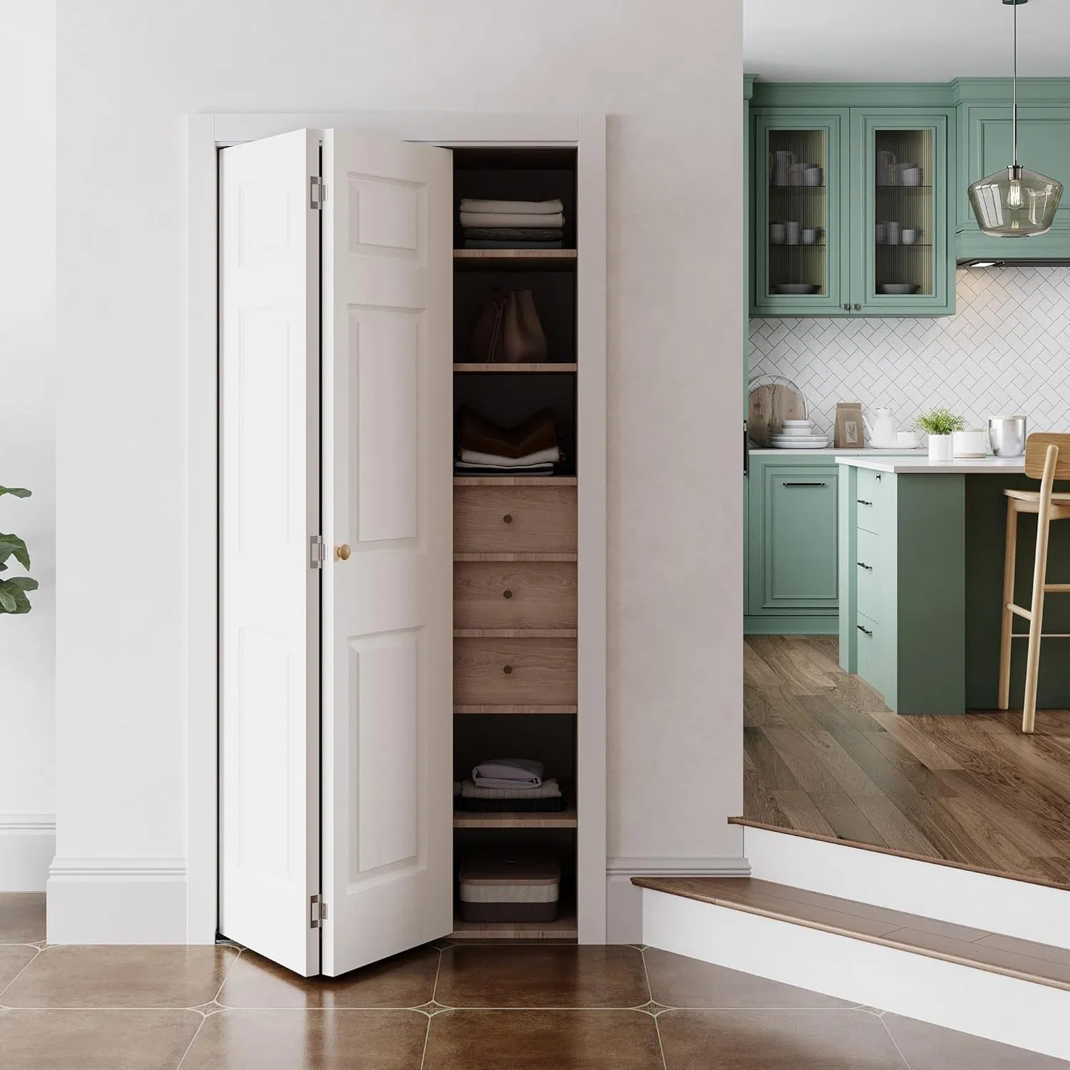 Painted Bifold Folding Customized Wooden Door for Storage Room