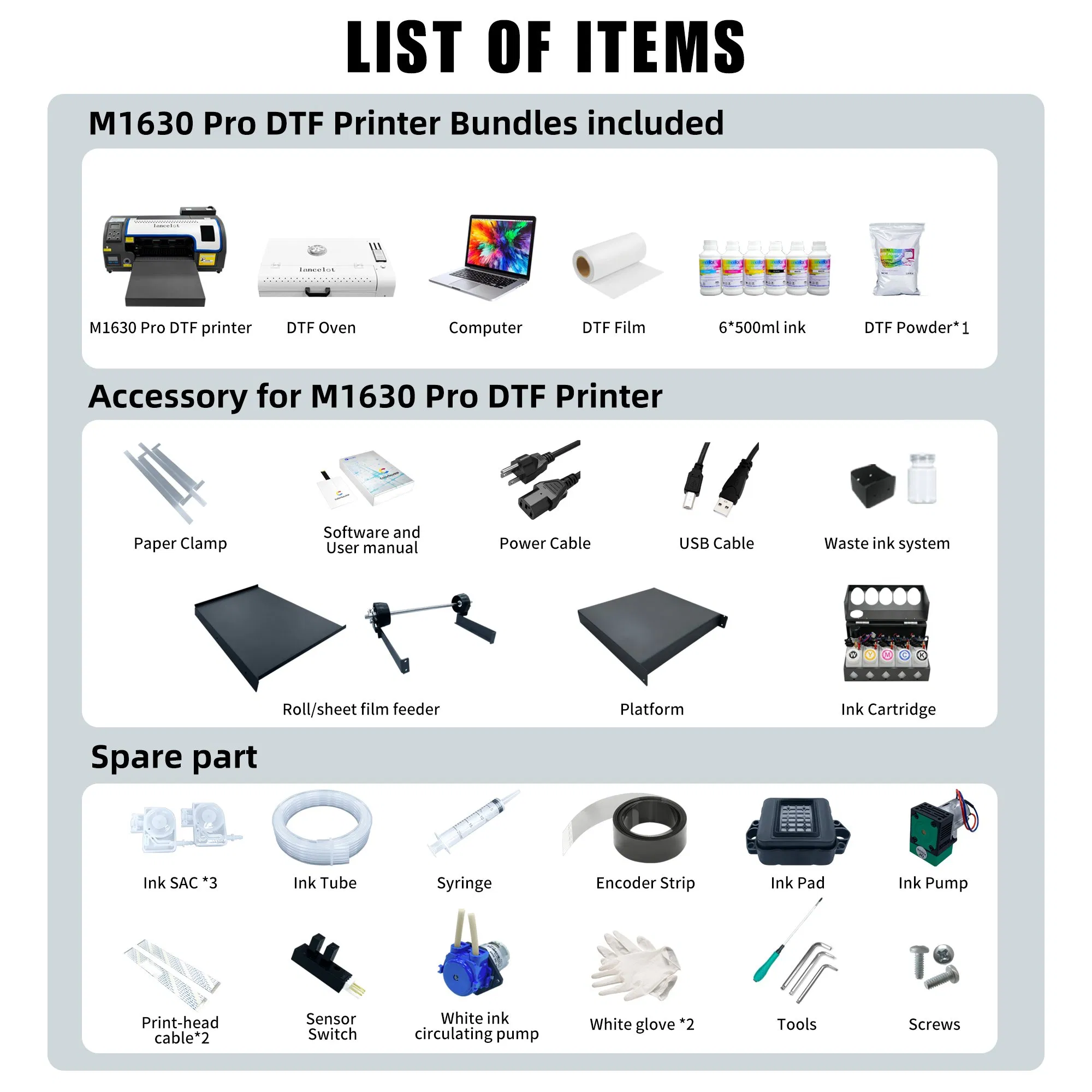 A3 Format Dtf Printer for Garment Decorating with Auto Cutter (Model M1630 PRO)