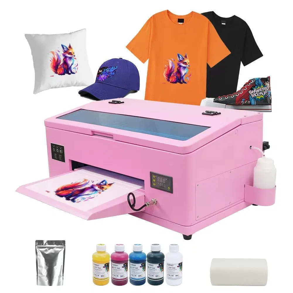 A3 Dtf Printer Transfer Printing Machine 100% Transfer Rate for DIY Print T-Shirts, Leather, Other Textile (A3 Printer + Software +Ink + 1 Roll Film + Poweder)