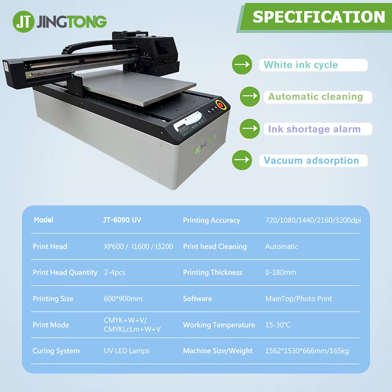 High Precision 6090 UV Printer Digital LED Flatbed Printing Machine with 3 XP600 I1600 I3200 Print Heads
