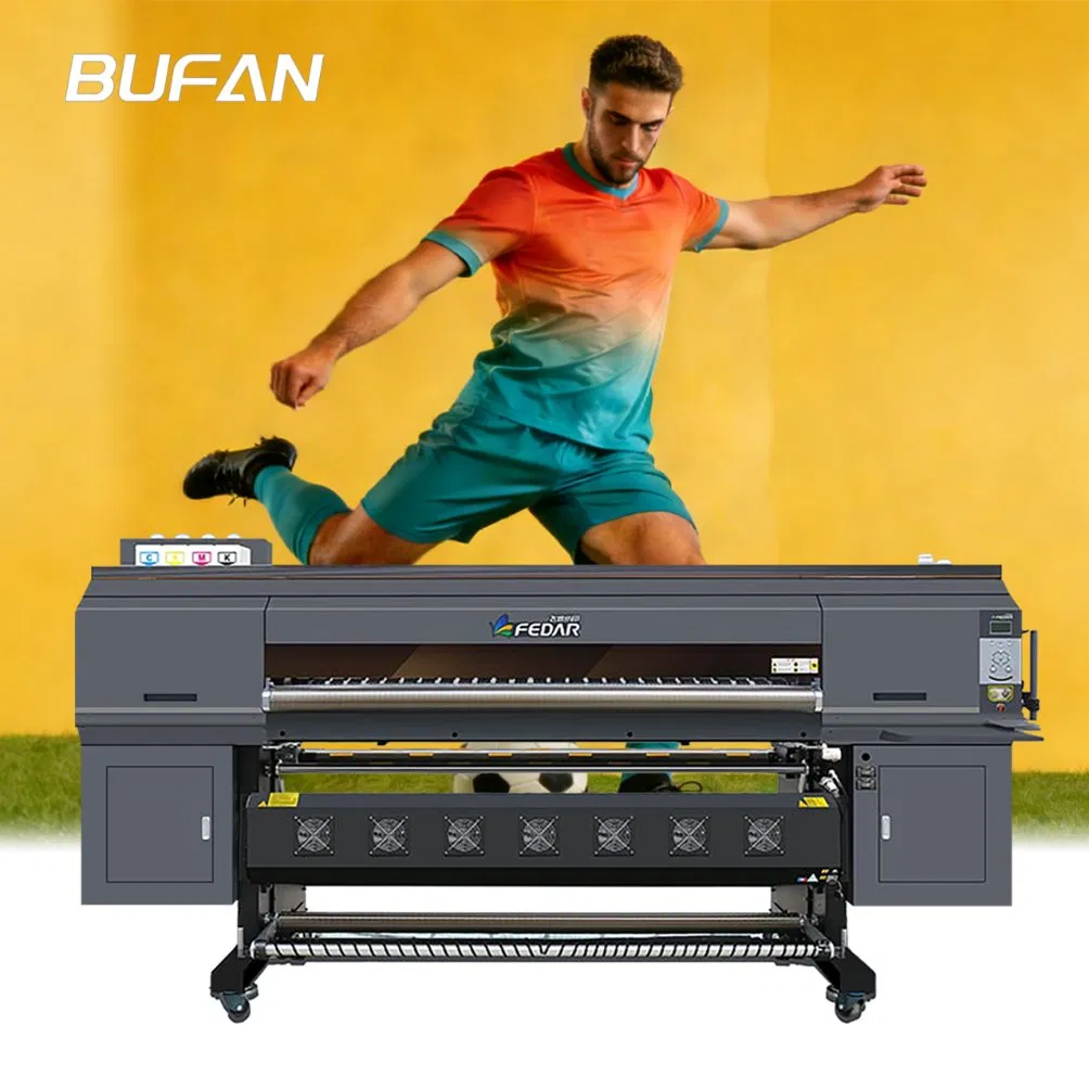 1.9m Smooth Picture Quality Sublimation Printer 8 I3200 Printheads Deliver Mass Production Vibrant Sublimation Transfer