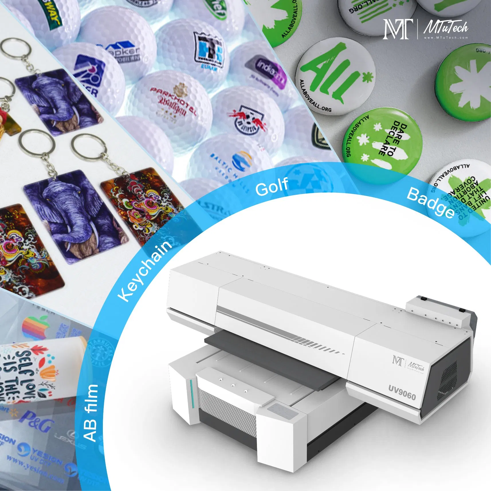 MTuTech UV Printer 9060 Digital Small Format Flatbed UV Printer for Flat and Cylindrical Objects