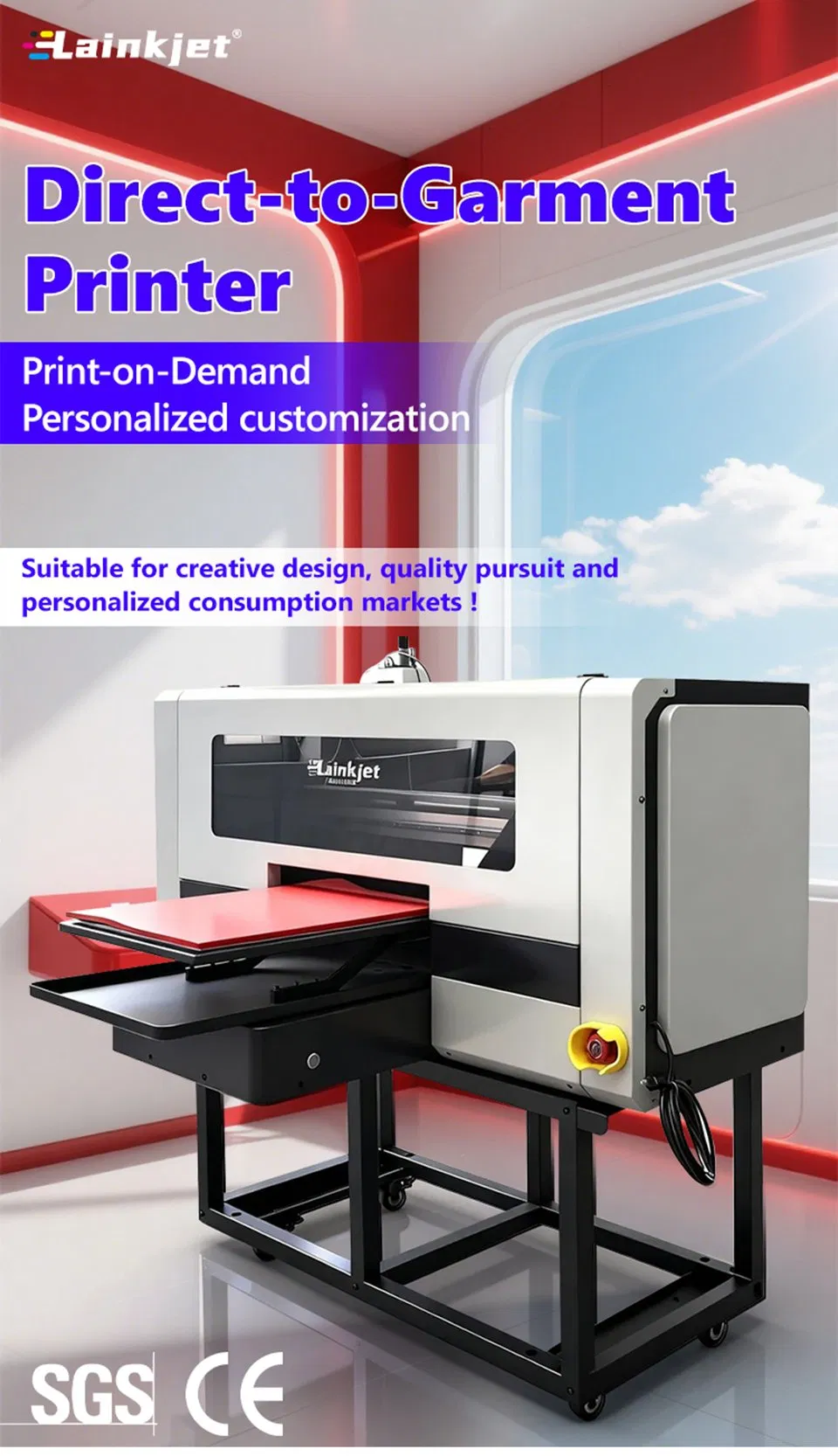 Commercial DTG Printer Industrial Direct to Garment Printing Machine for T-Shirts