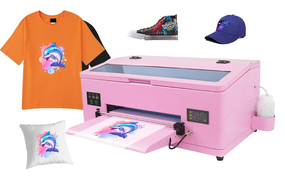 A3 Dtf Printer Transfer Printing Machine 100% Transfer Rate for DIY Print T-Shirts, Leather, Other Textile (A3 Printer + Software +Ink + 1 Roll Film + Poweder)