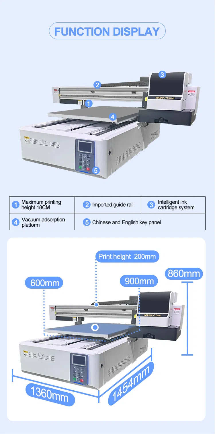 Multi-Functional 60X90 UV Dtf and Flatbed Printer Digital 3D Logo T-Shirt UV Dtf Flatbed Printer