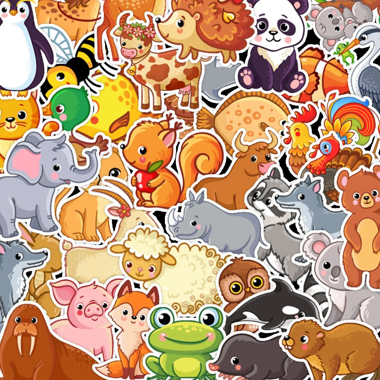 Wholesale Hot Selling Cartoon Animal Graffiti Printing Stickers for Decorating Children's Scrapbooks Diaries Stickers
