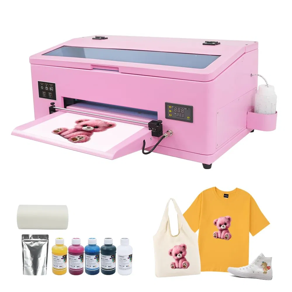 A3 Dtf Printer Transfer Printing Machine 100% Transfer Rate for DIY Print T-Shirts, Leather, Other Textile (A3 Printer + Software +Ink + 1 Roll Film + Poweder)