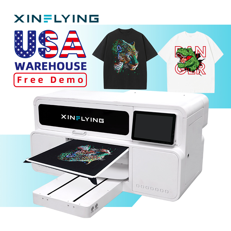 USA Local Service Dual Station All in One DTG Printer Printing 9 Colors Fast Speed 4PCS I3200 Head Direct to Garment Machine