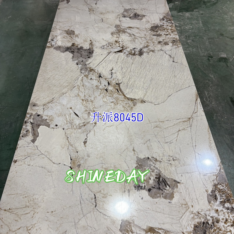 Factory High Glossy Flexible Wall Cladding PVC Panel Gilding UV Marble Sheet for Interior Bathroom Decoration
