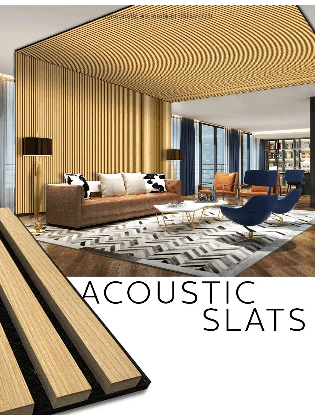 AG. Acoustic Pet Sheet Composite MDF Board Acoustic Slat Wall Panel